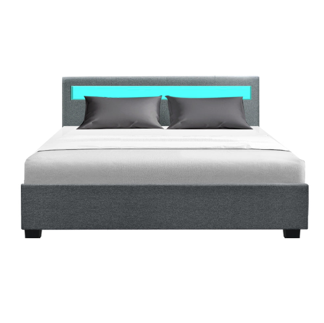 LED Bed - Gas lift Storage Brooklyn Bed - Black White or Grey