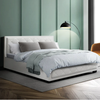 Leather Bed - Gas Lift Storage - Black, White, Grey