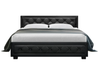 Leather Bed - Gas Lift Storage - Black, White, Grey