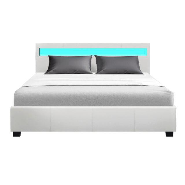 LED Bed - Gas lift Storage Brooklyn Bed - Black White or Grey