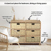 Home Master 6 Drawer Natural Seagrass Wooden Storage Chest Stylish 66cm