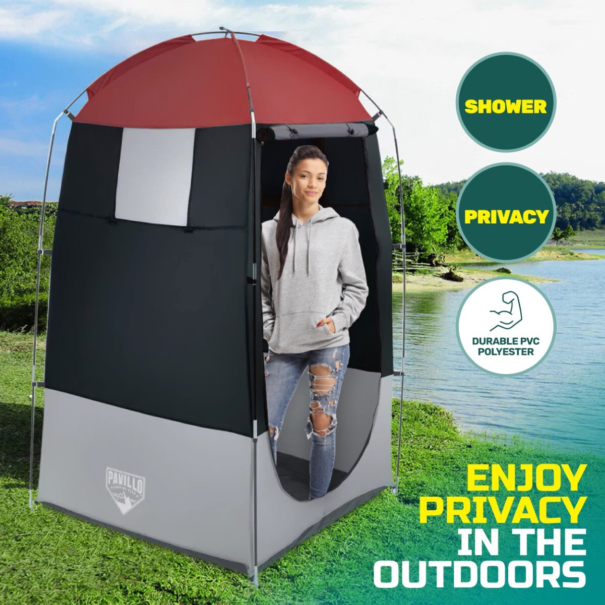 Change Room 1.9m x 1.1m Outdoor Portable Tent Spacious Zippered Door